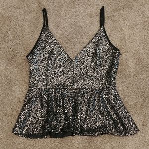 Women's Deep V open back seqiun peplum tank top